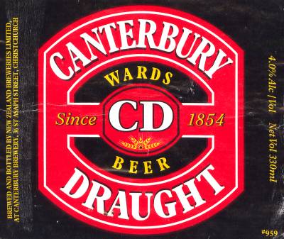 Canterbury Draught Wards Beer
